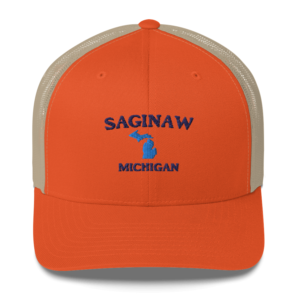 'Saginaw Michigan' Trucker Hat (w/ Michigan Outline)