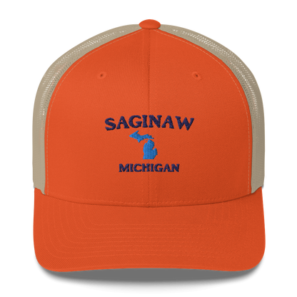 'Saginaw Michigan' Trucker Hat (w/ Michigan Outline)