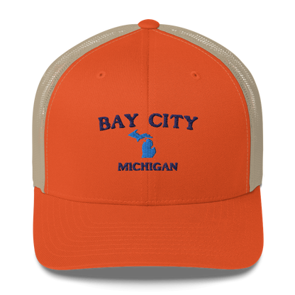 'Bay City Michigan' Trucker Hat (w/ Michigan Outline)