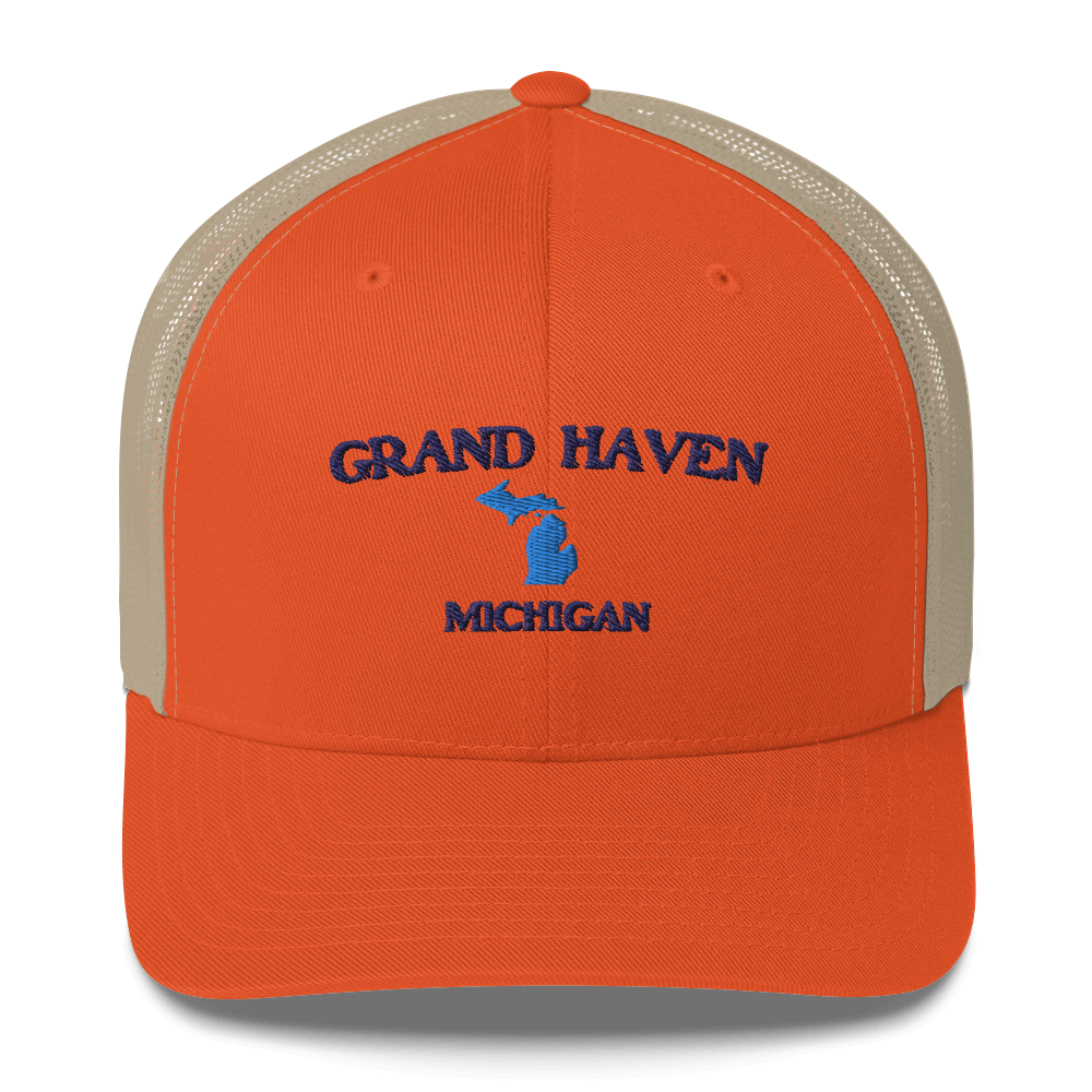 'Grand Haven Michigan' Trucker Hat (w/ Michigan Outline)