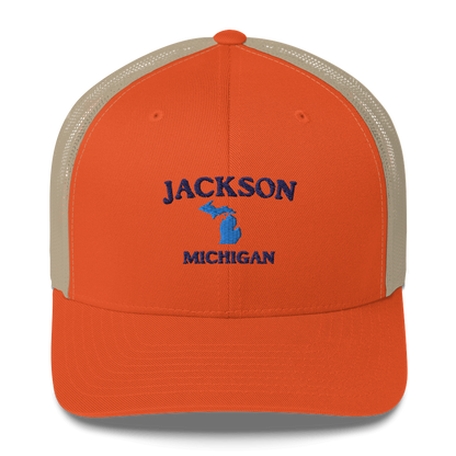 'Jackson Michigan' Trucker Hat (w/ Michigan Outline)