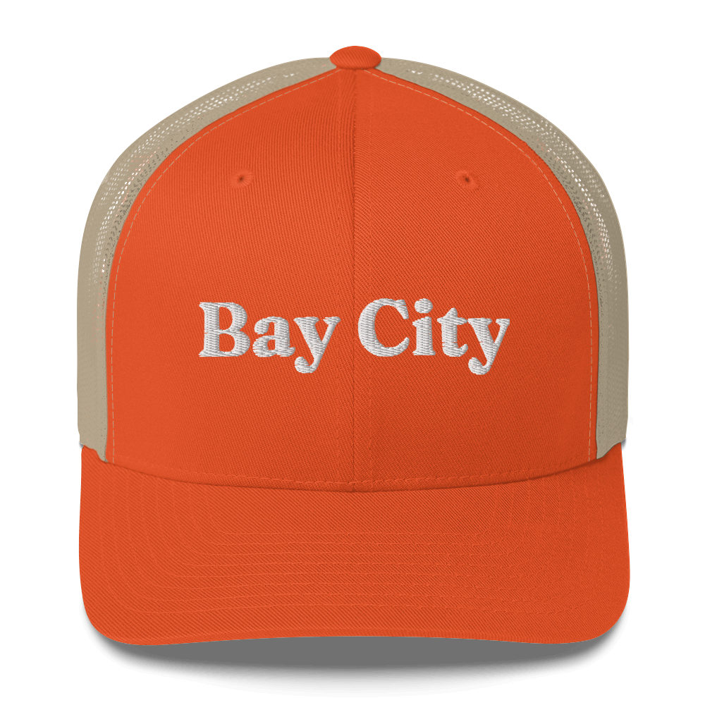 'Bay City' Trucker Hat | White/Black Embroidery