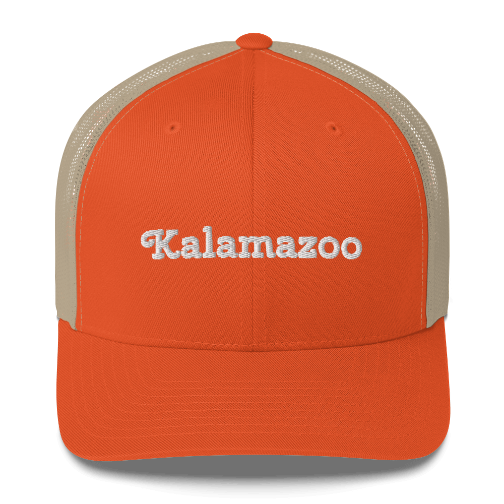 'Kalamazoo' Trucker Hat | White/Black Embrodiery