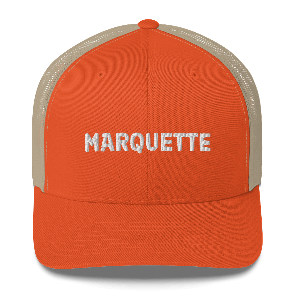 'Marquette' Trucker Hat | White/Black Embroidery