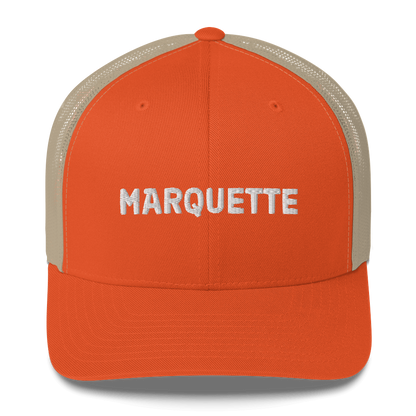 'Marquette' Trucker Hat | White/Black Embroidery