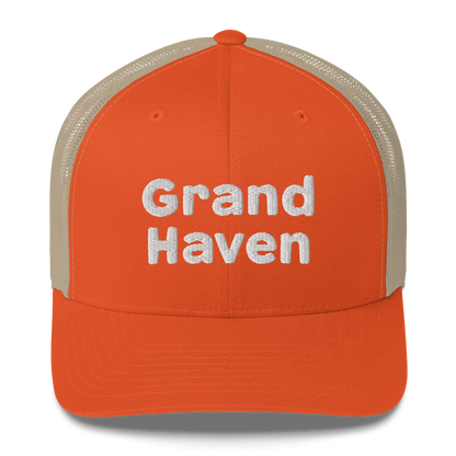 'Grand Haven' Trucker Hat | White/Black Embroidery