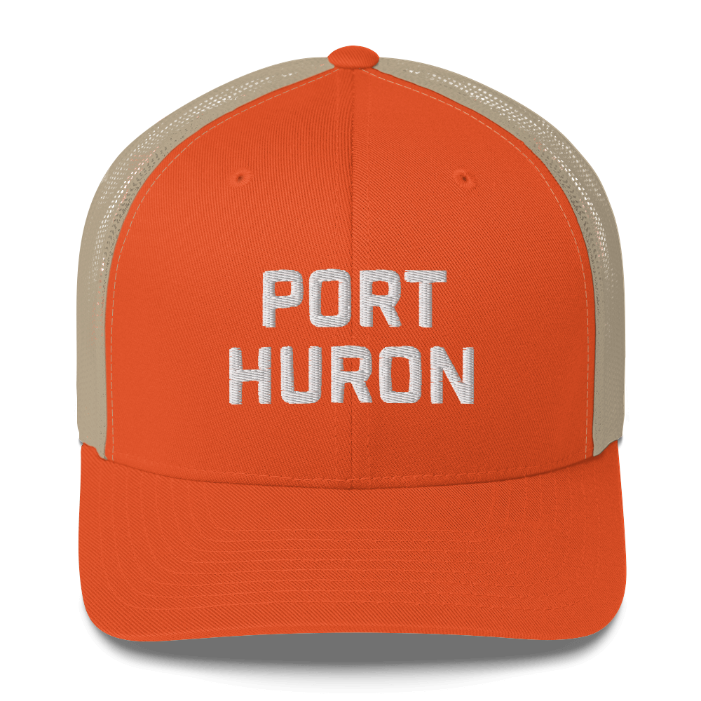 'Port Huron' Trucker Hat | White/Black Embroidery