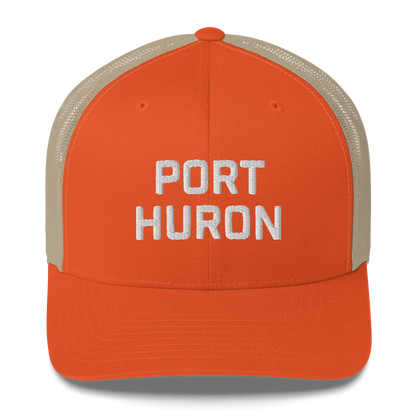 'Port Huron' Trucker Hat | White/Black Embroidery