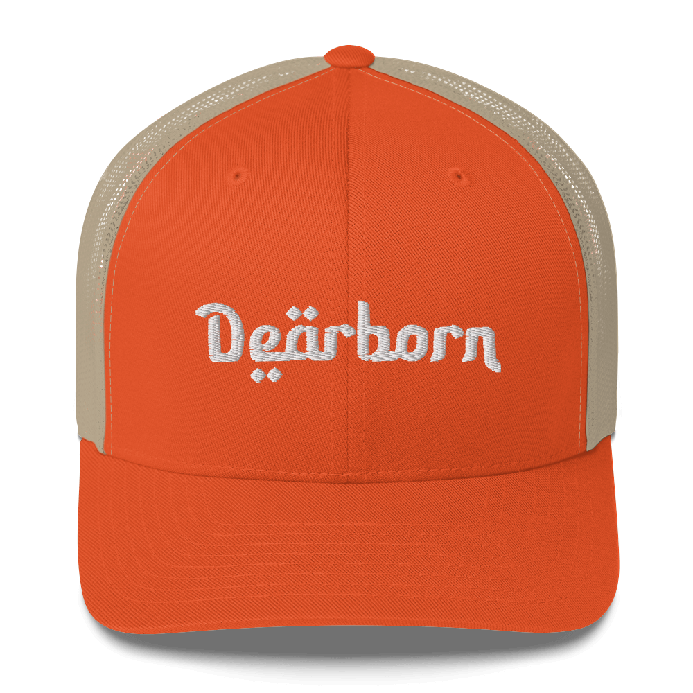 'Dearborn' Trucker Hat | White/Black Embroidery