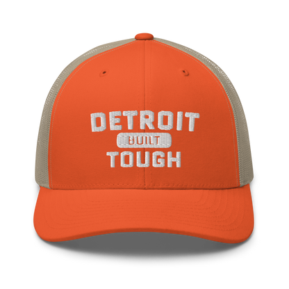 'Built Detroit Tough' Trucker Hat | White/Black Embroidery