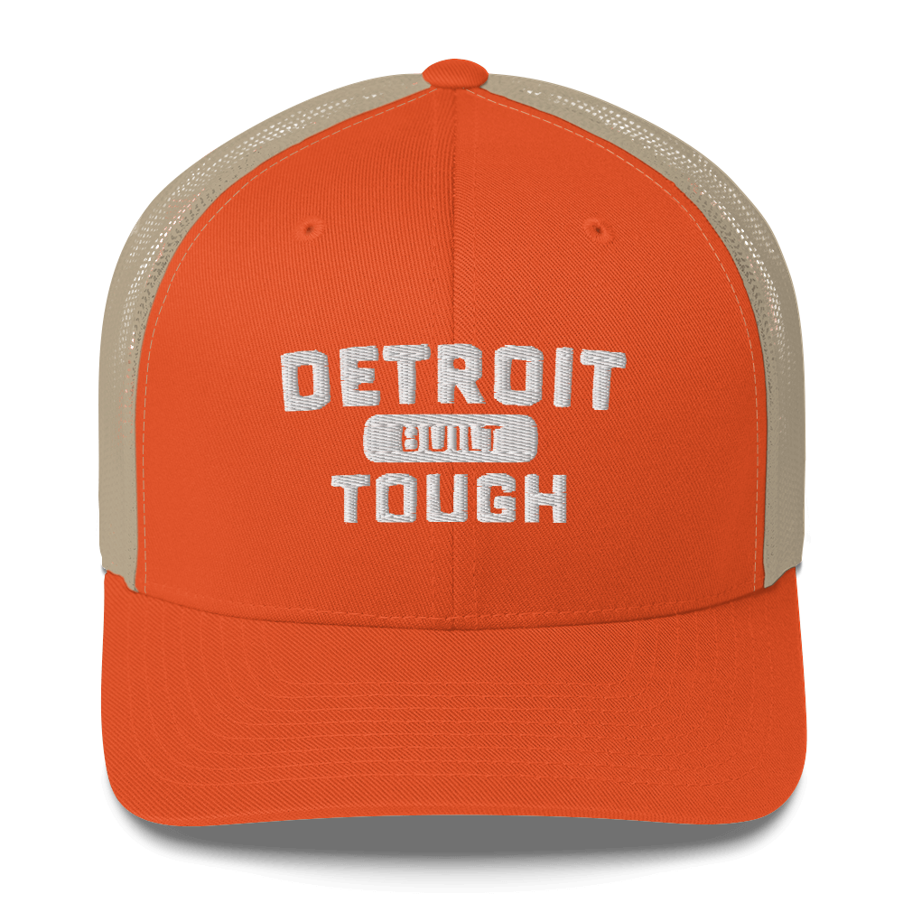 'Built Detroit Tough' Trucker Hat | White/Black Embroidery