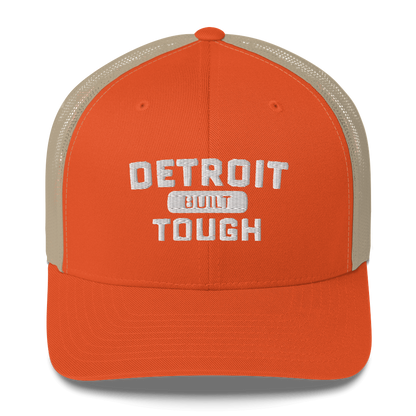 'Built Detroit Tough' Trucker Hat | White/Black Embroidery