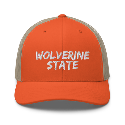 Michigan 'Wolverine State' Trucker Hat (Angry Brush Font)