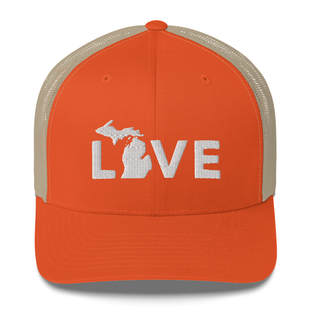 Michigan 'Love' Trucker Hat (Geometric Sans Font)