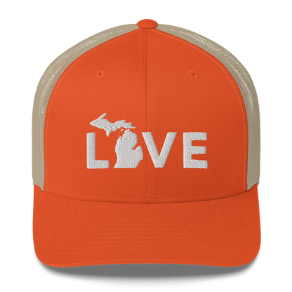 Michigan 'Love' Trucker Hat (Geometric Sans Font)