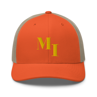 Michigan 'MI' Trucker Hat (Didone Logotype) | Gold Embroidery