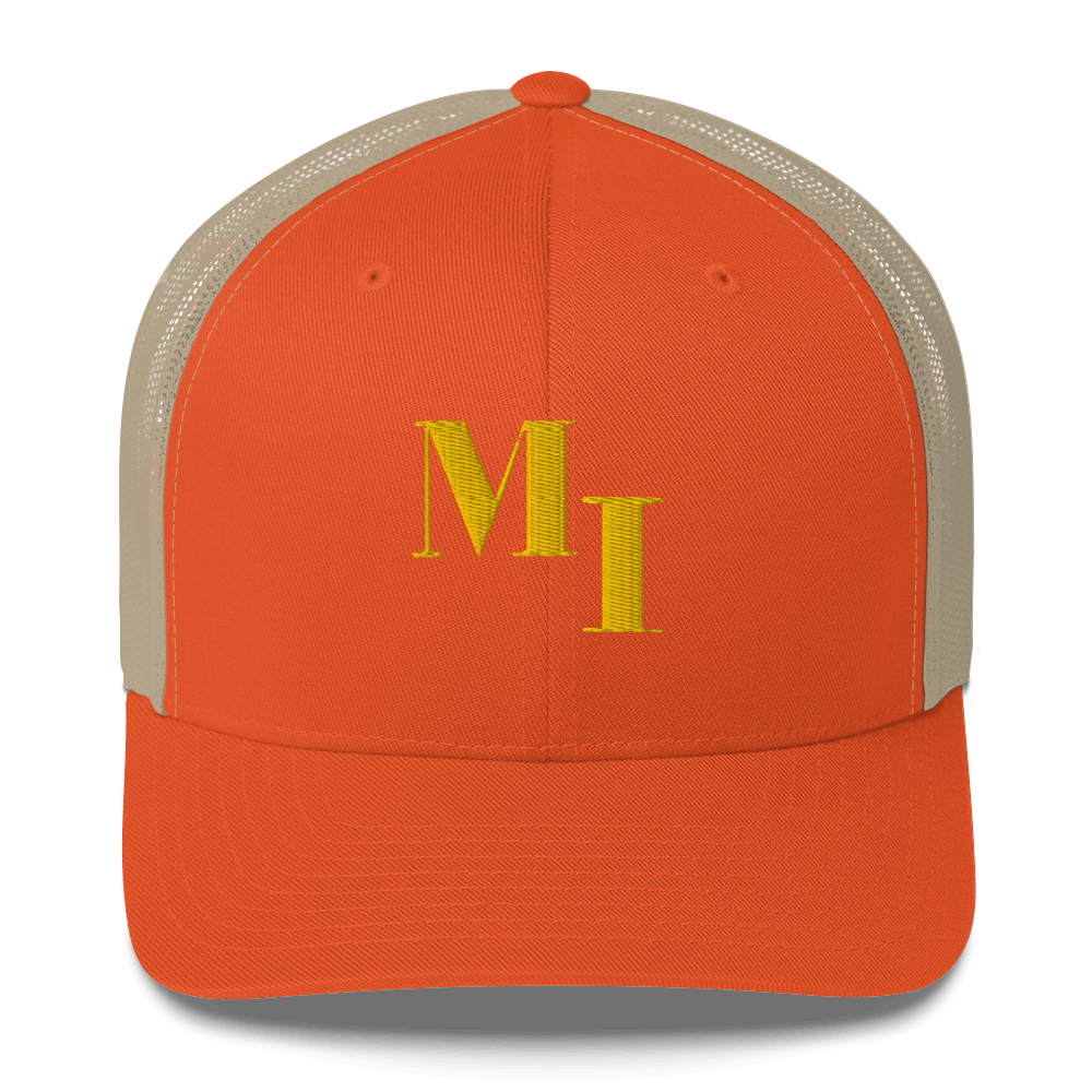 Michigan 'MI' Trucker Hat (Didone Logotype) | Gold Embroidery