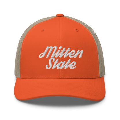 Michigan 'Mitten State' Trucker Hat (Script Font)