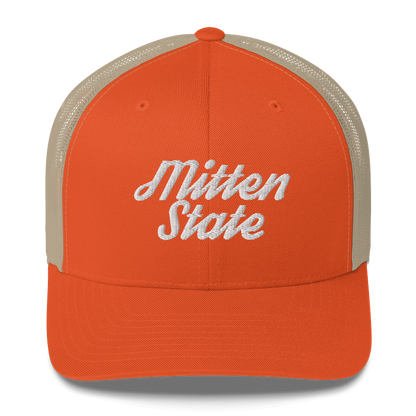 Michigan 'Mitten State' Trucker Hat (Script Font)