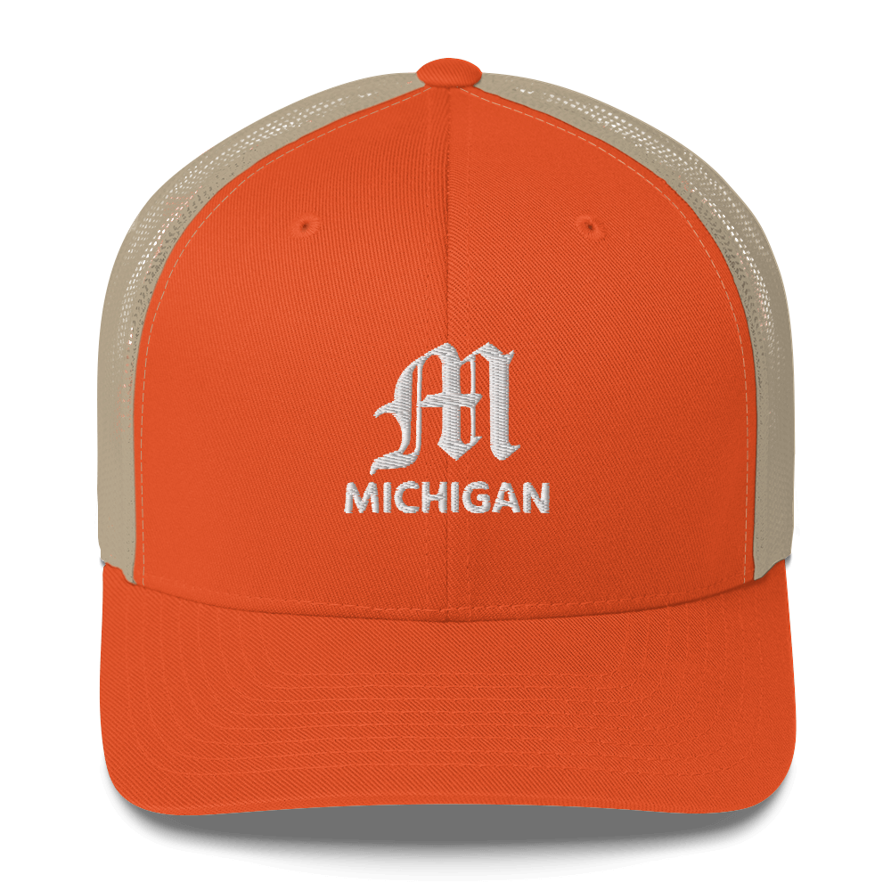 'Michigan' Trucker Hat (w/ Old English 'M')