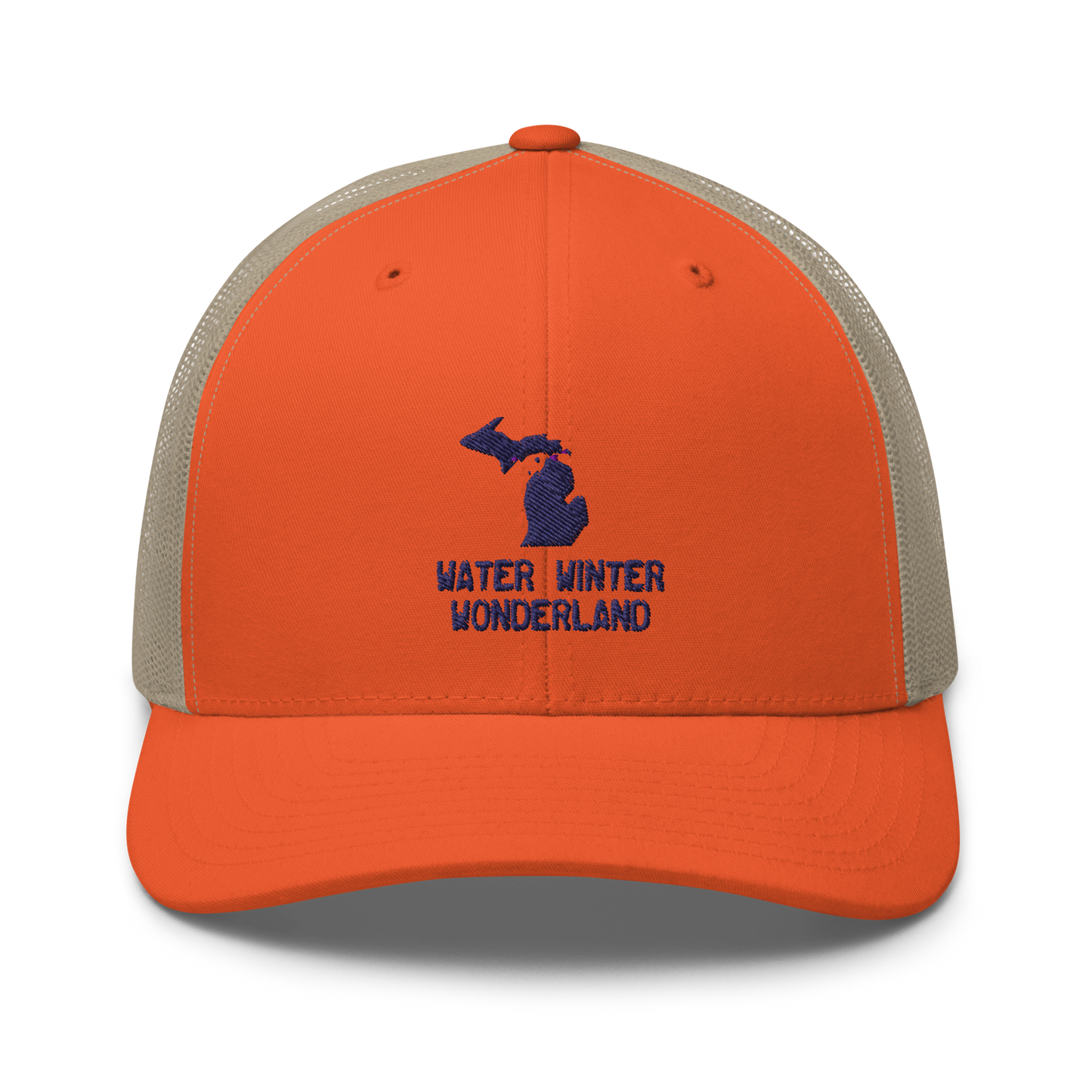 Michigan 'Water Winter Wonderland' Trucker Hat (w/ MI Outline)