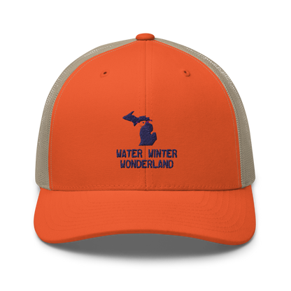 Michigan 'Water Winter Wonderland' Trucker Hat (w/ MI Outline)