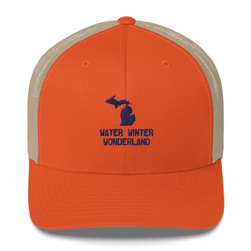 Michigan 'Water Winter Wonderland' Trucker Hat (w/ MI Outline)