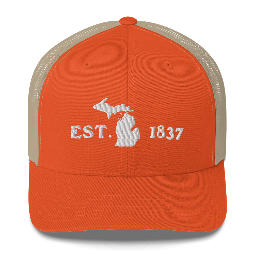 Michigan 'EST 1837' Trucker Hat (Woodcut Font)