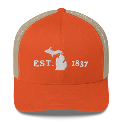 Michigan 'EST 1837' Trucker Hat (Woodcut Font)