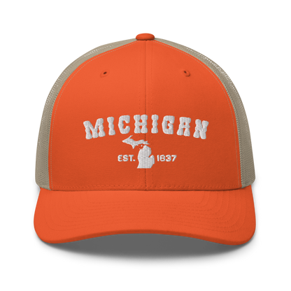 'Michigan EST 1837' Trucker Hat (Western Font)