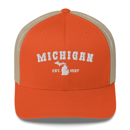 'Michigan EST 1837' Trucker Hat (Western Font)