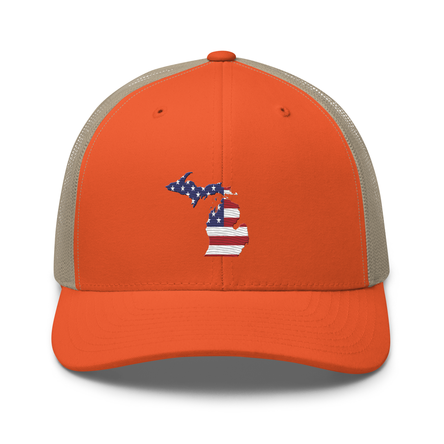 State of Michigan Trucker Hat (w/ USA Flag Outline)