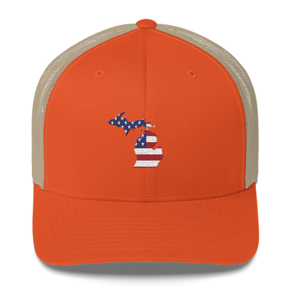 State of Michigan Trucker Hat (w/ USA Flag Outline)