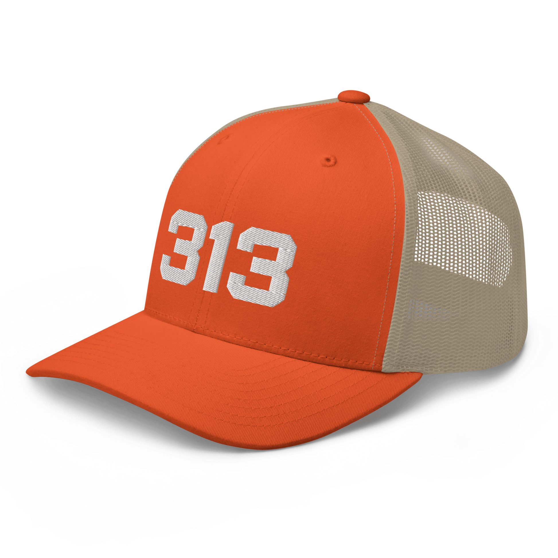 Detroit '313' Trucker Hat | White/Black Embroidery - Circumspice Michigan