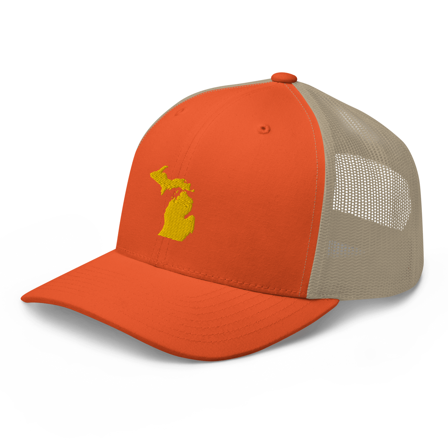 Michigan Trucker Hat (w/ Michigan Outline) | Gold Embroidery - Circumspice Michigan