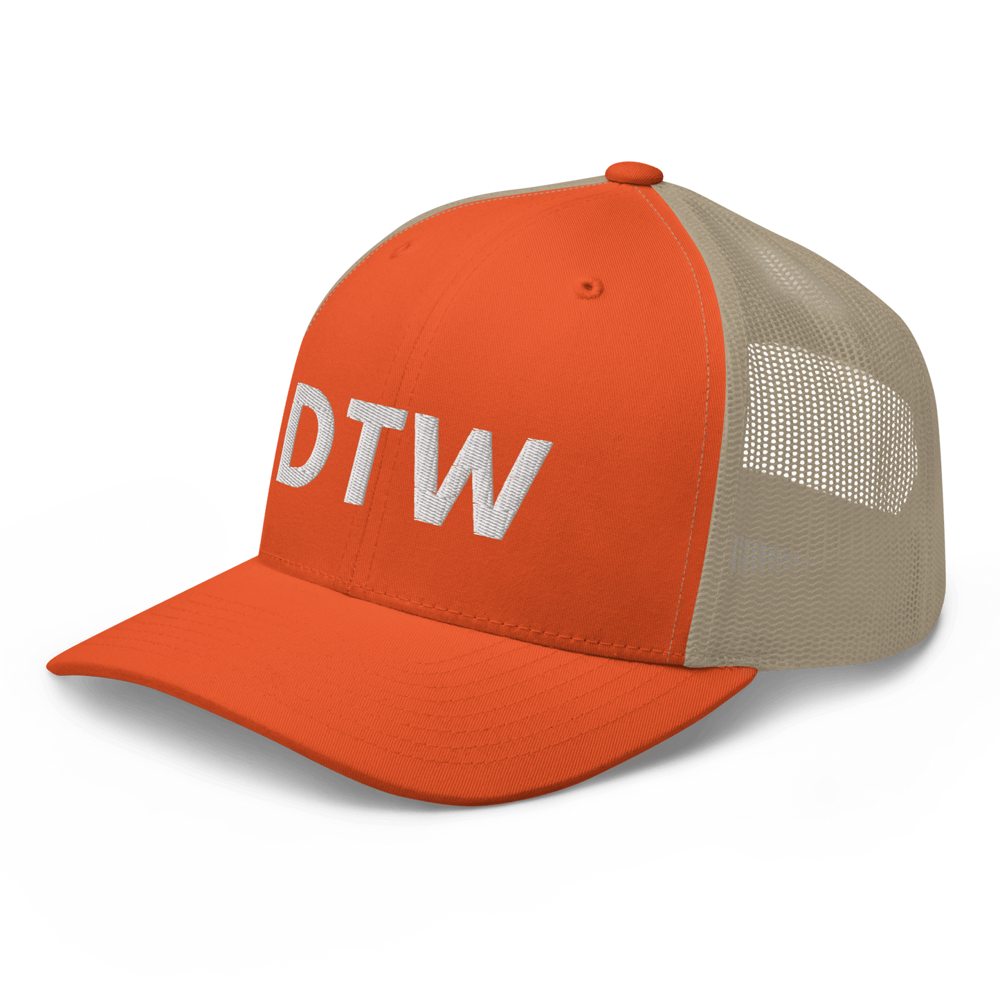 Detroit 'DTW' Trucker Hat | White/Black Embroidery - Circumspice Michigan