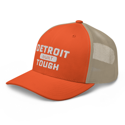 'Built Detroit Tough' Trucker Hat | White/Black Embroidery