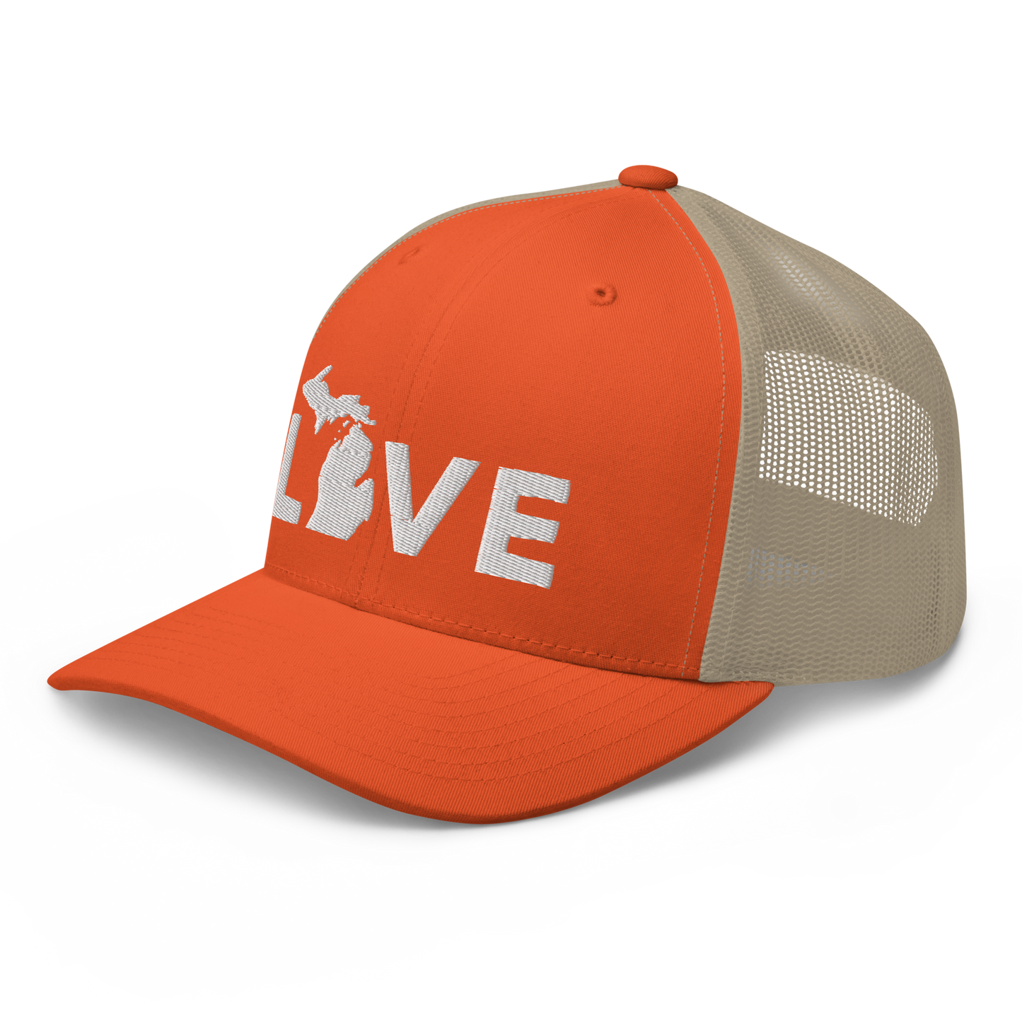 Michigan 'Love' Trucker Hat (Geometric Sans Font)