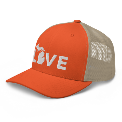 Michigan 'Love' Trucker Hat (Geometric Sans Font)