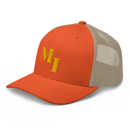 Michigan 'MI' Trucker Hat (Didone Logotype) | Gold Embroidery