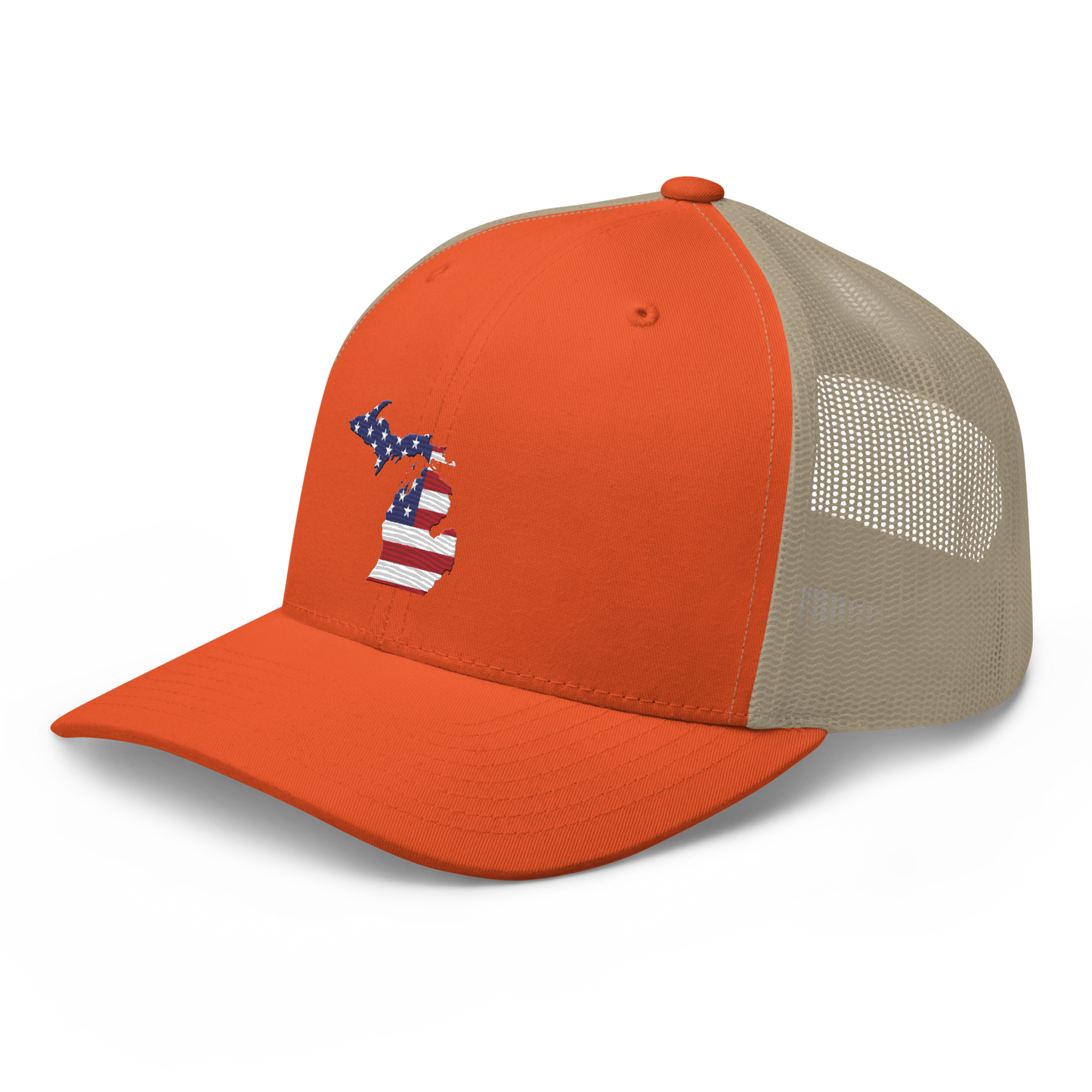 State of Michigan Trucker Hat (w/ USA Flag Outline)