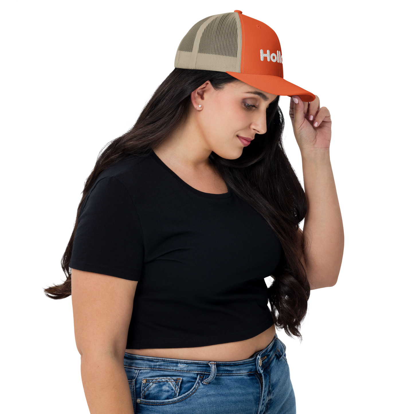 'Holland' Trucker Hat | White/Orange Embroidery