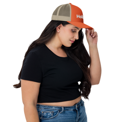 'Holland' Trucker Hat | White/Orange Embroidery