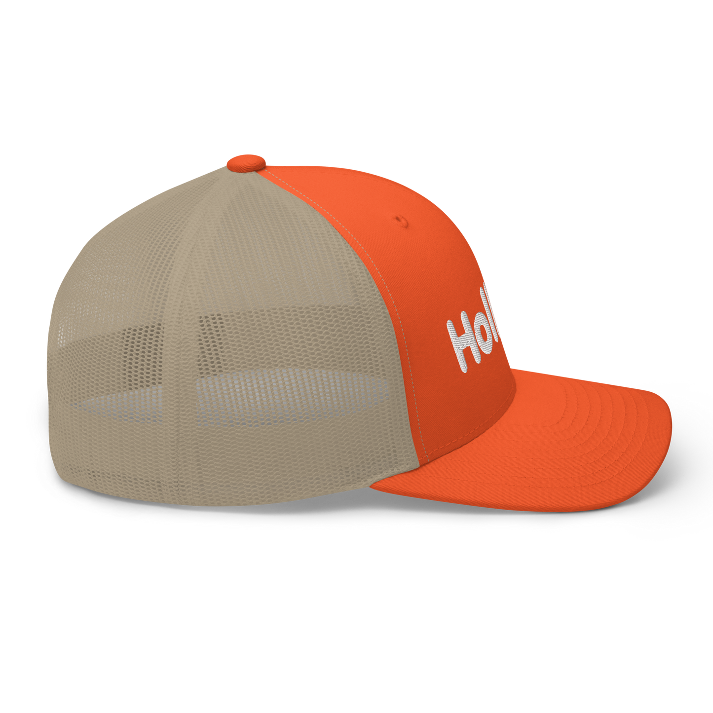 'Holland' Trucker Hat | White/Orange Embroidery