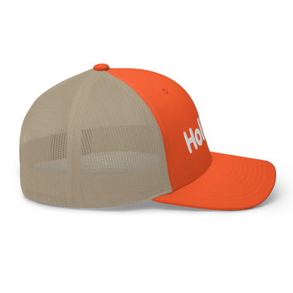 'Holland' Trucker Hat | White/Orange Embroidery