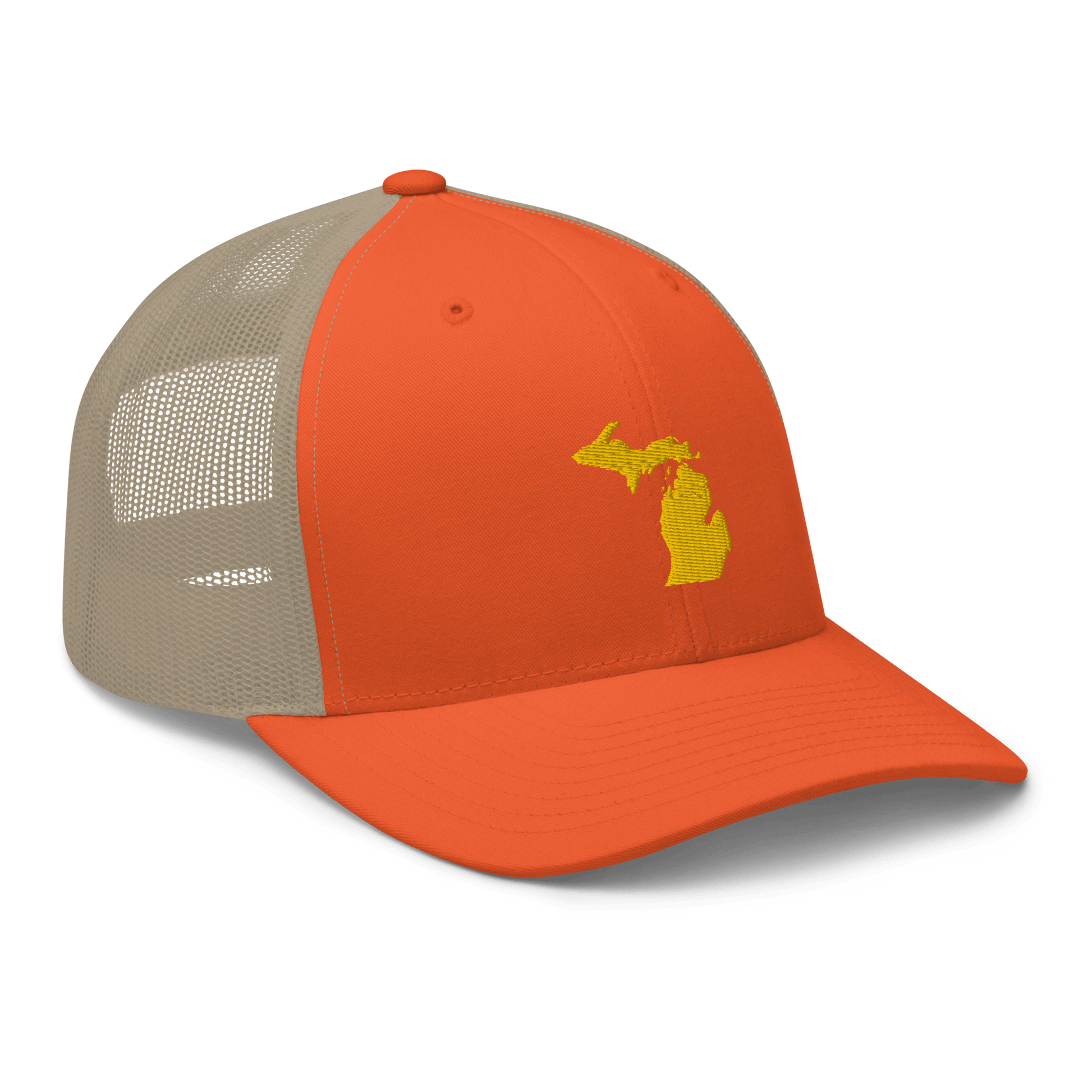 Michigan Trucker Hat (w/ Michigan Outline) | Gold Embroidery - Circumspice Michigan