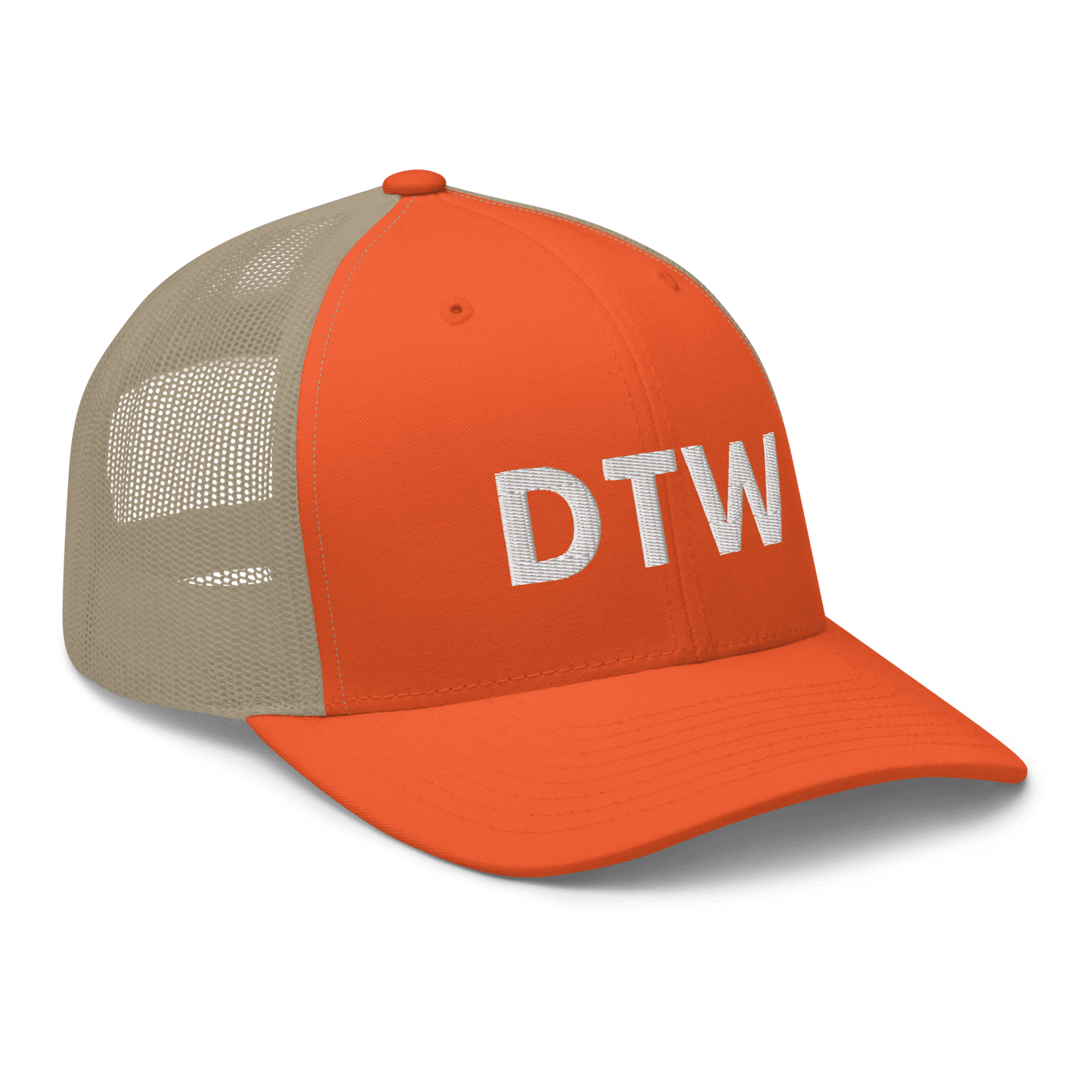 Detroit 'DTW' Trucker Hat | White/Black Embroidery - Circumspice Michigan