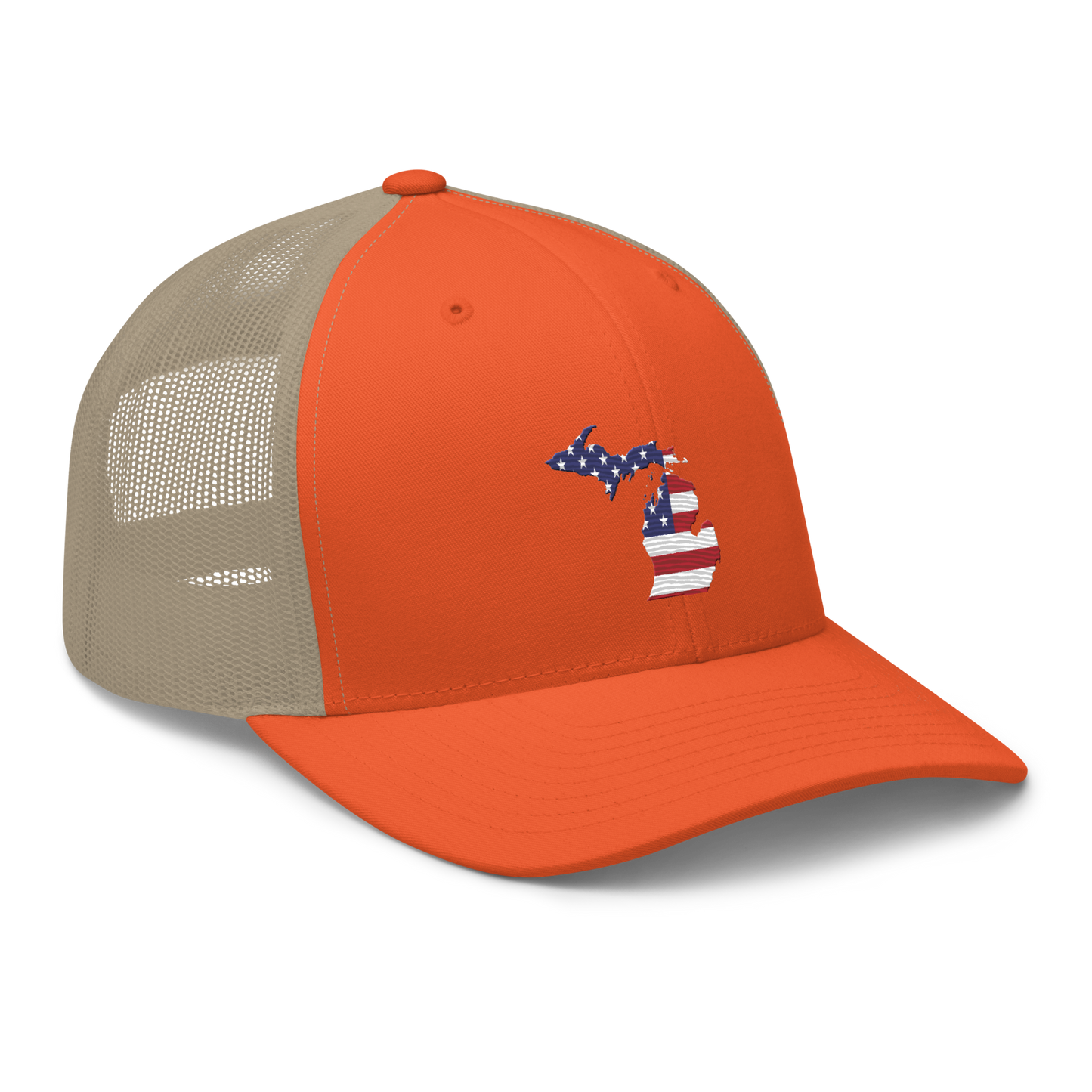 State of Michigan Trucker Hat (w/ USA Flag Outline)