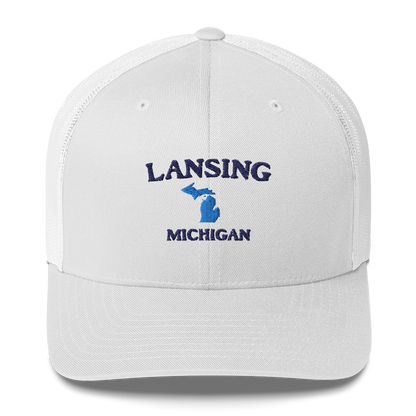 'Lansing Michigan' Trucker Hat (w/ Michigan Outline)