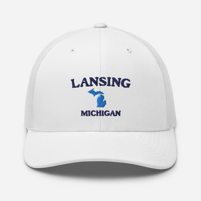 'Lansing Michigan' Trucker Hat (w/ Michigan Outline)